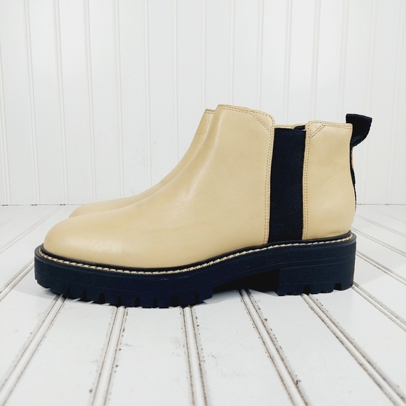 New Franco Sarto Flora Beige Leather Chelsea Ankle Boots B590 - Picture 1 of 13